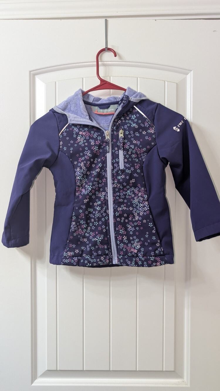 Free Country Girls Purple Floral Hooded Fleece Jacket Full Zip Lined Logo
